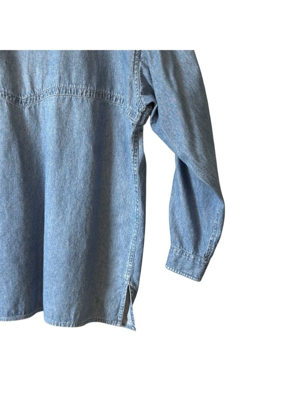 Vintage Cherokee Womens M Denim Button-Up Shirt Long Sleeve Tunic  Blue - Picture 10 of 16
